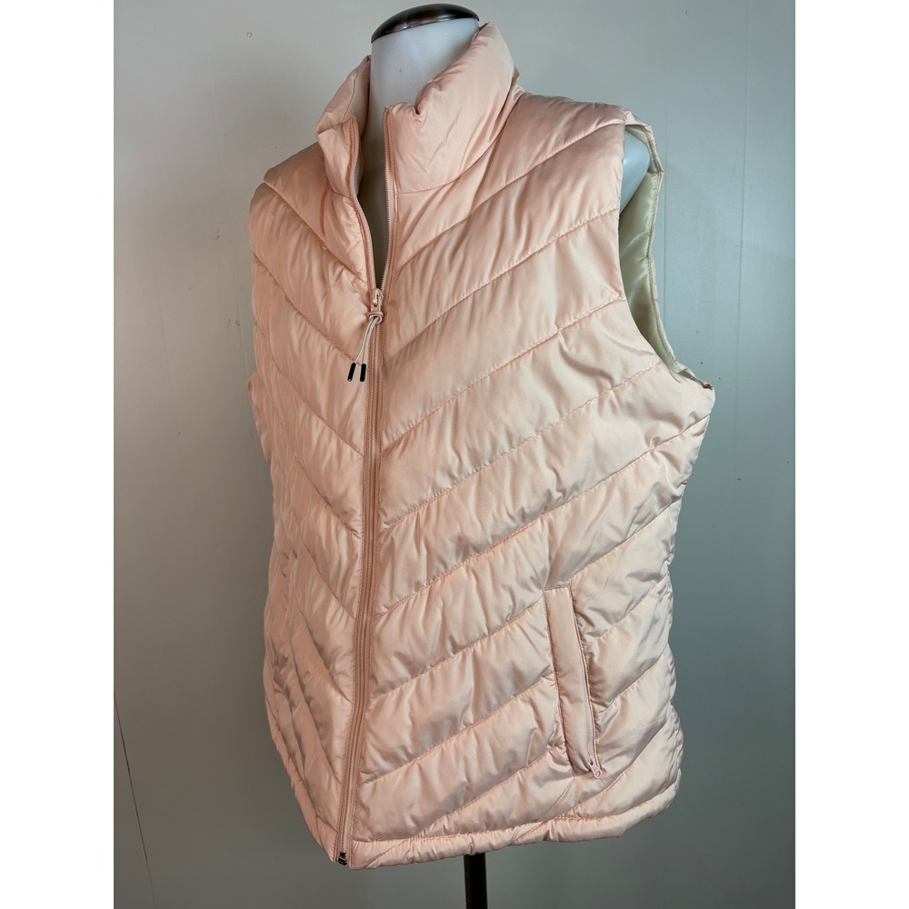 Gap Puffer Vest XL Peach Pink Quilted Full Zip Outerwear Sleeveless Jacket - Picture 3 of 9